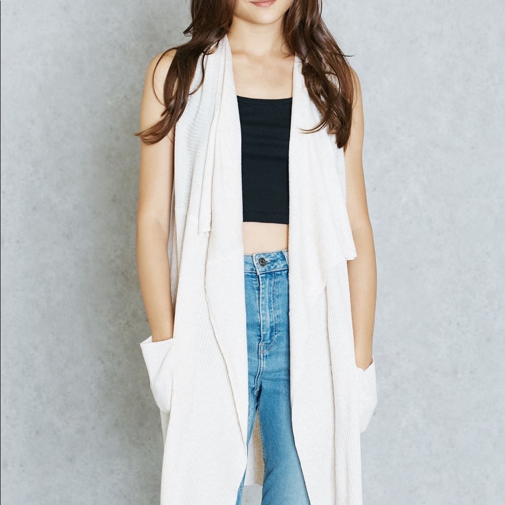 TOPSHOP waterfall ribbed duster cardigan & pockets